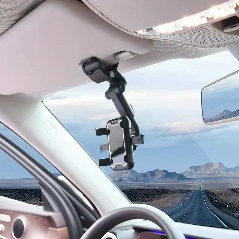Universal Sun Visor Car Phone Holder With Rearview Mirror Clip Mount 0