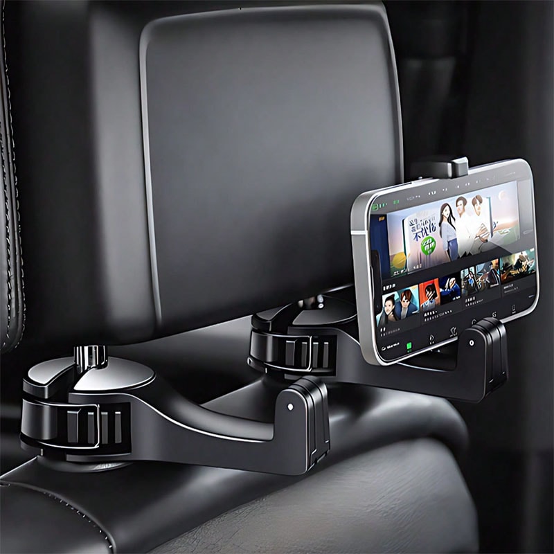 Car Seat Hook Phone Holder With Rotatable Headrest Bag Hanger 0