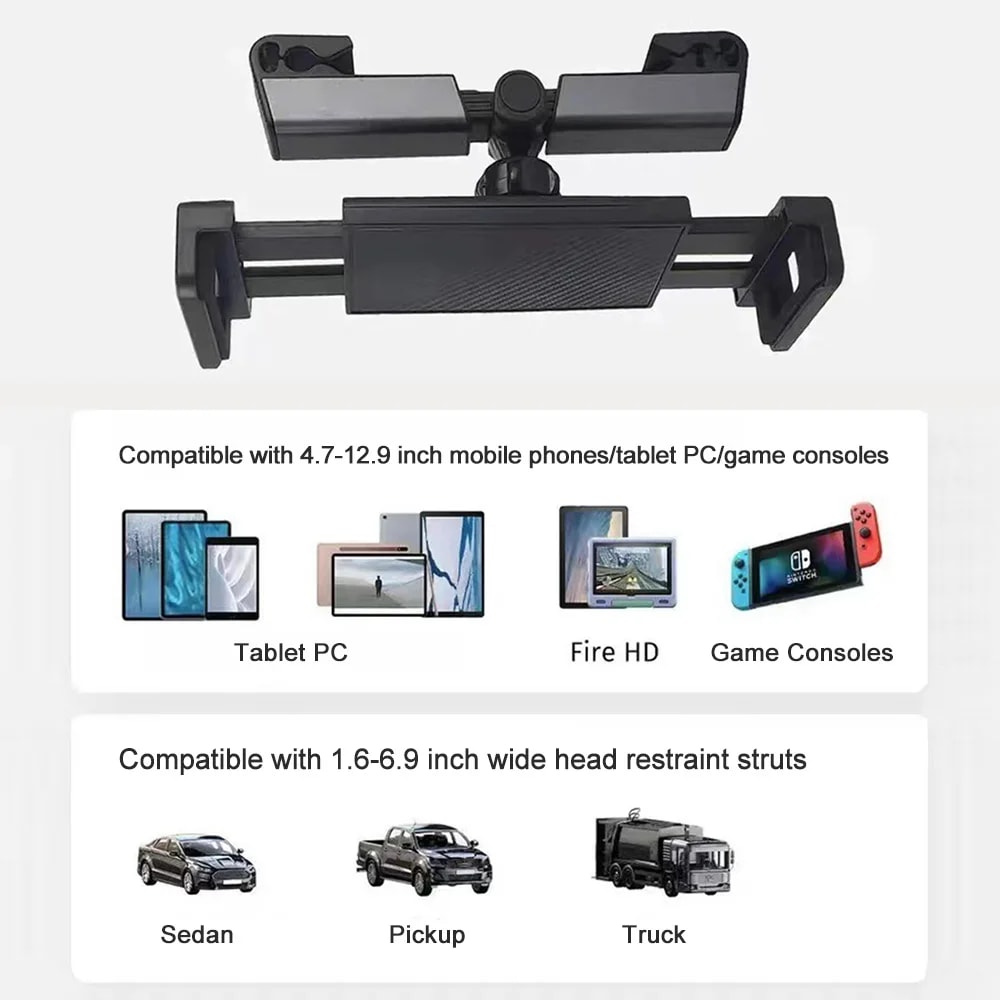 Adjustable Car Headrest Tablet Holder For Phones And IPads 2