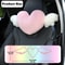 Pink Heart Car Headrest Pillow With Angel Wings Cute Neck Support Cushion 1