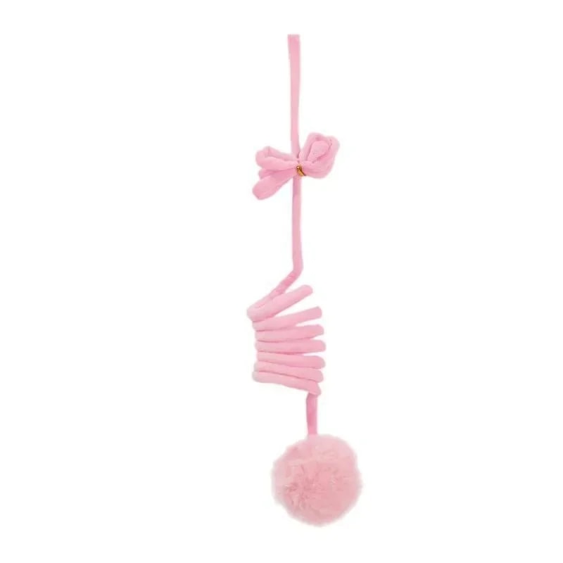 Interactive Cat Wand Toy with Spring Rope Plush Ball for Indoor Play