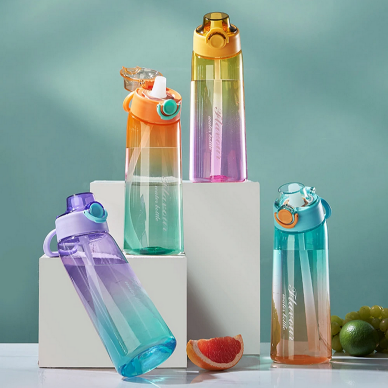 Flavored Water Bottle with Flavor Pods and Straw for Zero Sugar Hydration