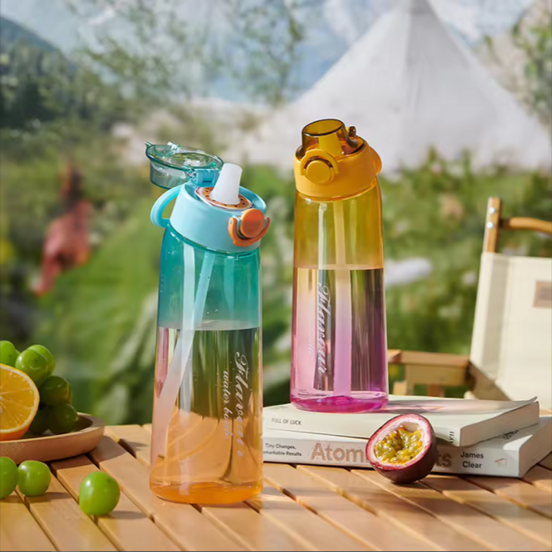 Flavored Water Bottle with Flavor Pods and Straw for Zero Sugar Hydration