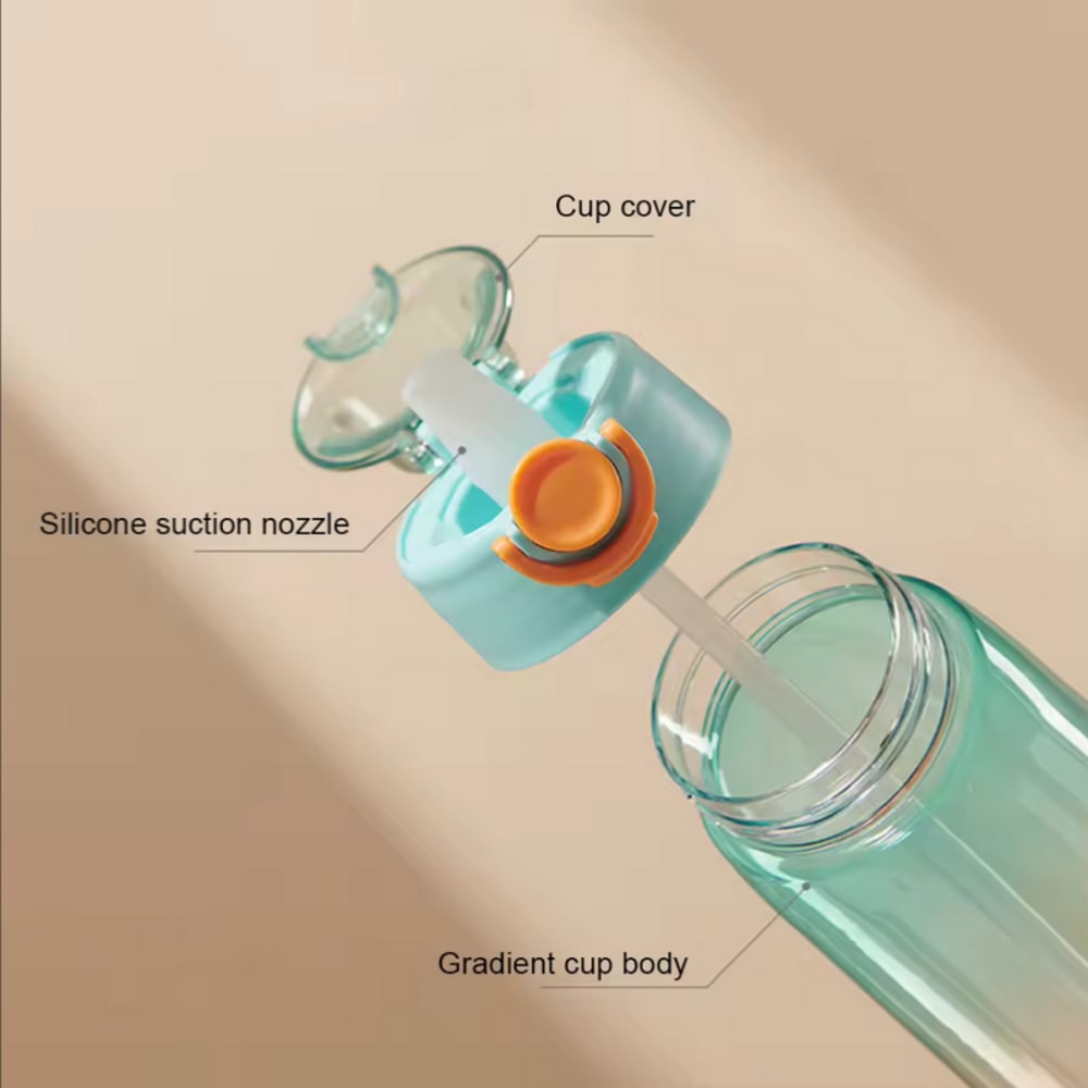 Flavored Water Bottle with Flavor Pods and Straw for Zero Sugar Hydration