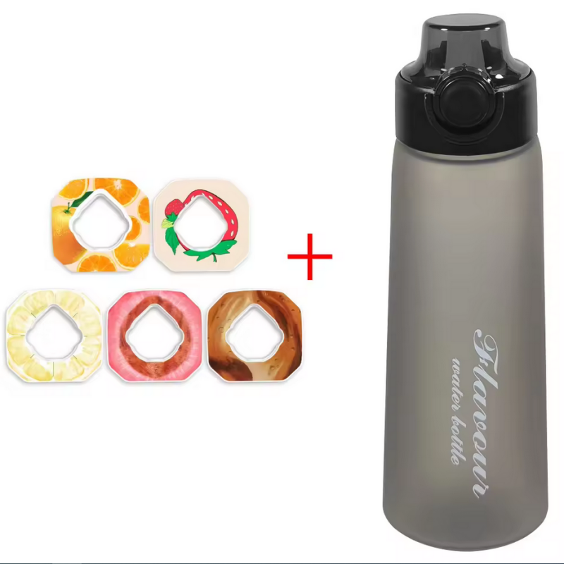 Flavored Water Bottle with Flavor Pods and Straw for Zero Sugar Hydration