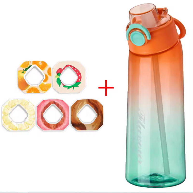 Flavored Water Bottle with Flavor Pods and Straw for Zero Sugar Hydration