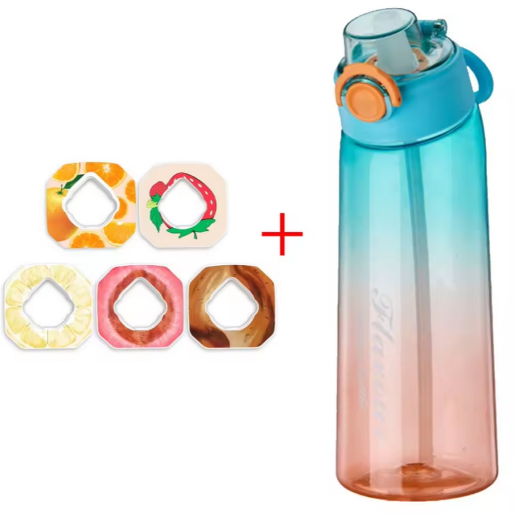 Flavored Water Bottle with Flavor Pods and Straw for Zero Sugar Hydration