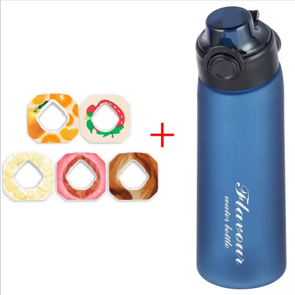 Flavored Water Bottle with Flavor Pods and Straw for Zero Sugar Hydration