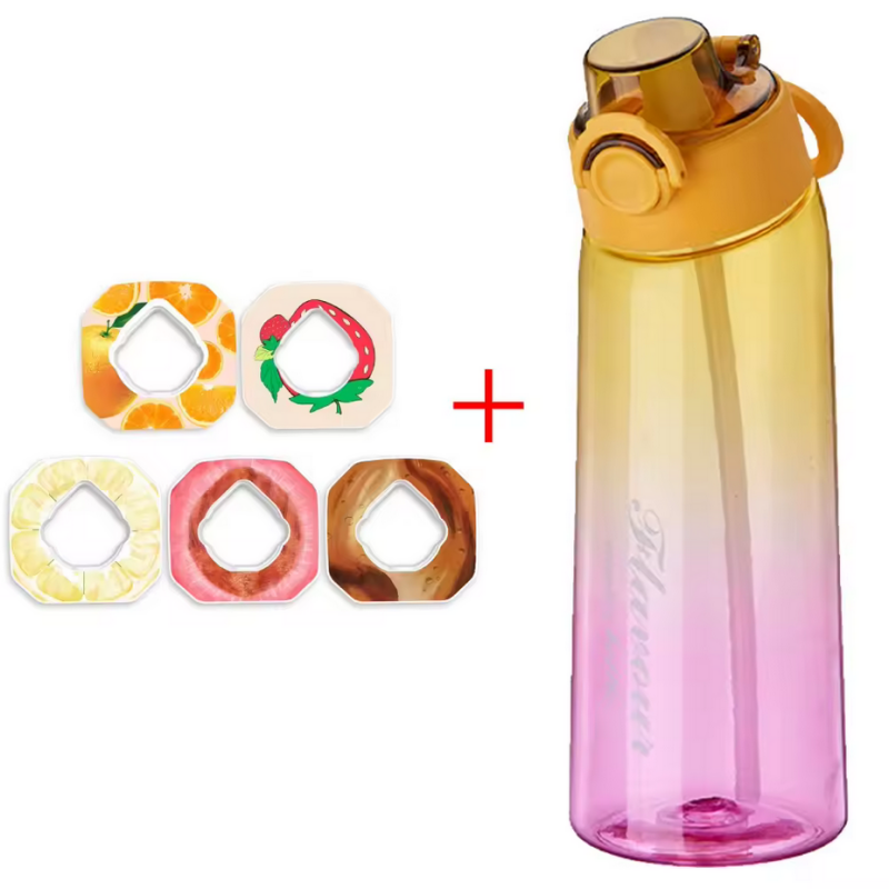 Flavored Water Bottle with Flavor Pods and Straw for Zero Sugar Hydration