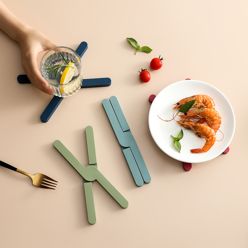 Silicone Trivet Foldable Heat Resistant Pot Mat for Kitchen Tables