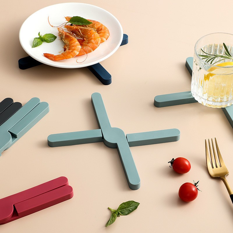 Silicone Trivet Foldable Heat Resistant Pot Mat for Kitchen Tables