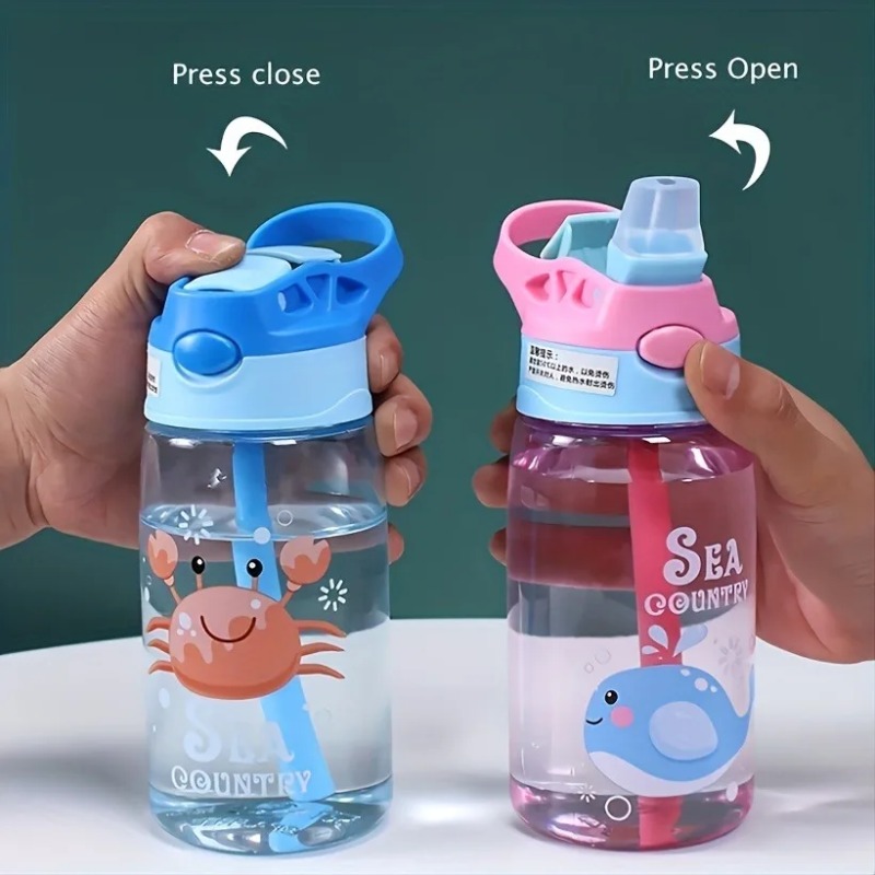 Kids Cartoon Leakproof Straw Sippy Cup Portable Toddler Water Bottle