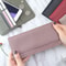 Genuine Leather Women's Long Wallet Multifunctional Cowhide Zipper Card Holder & Coin Purse