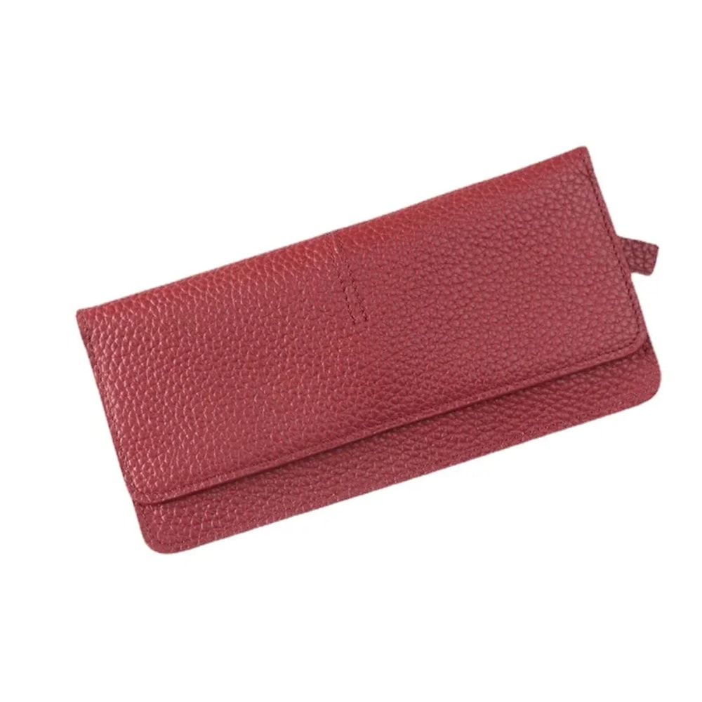 Genuine Leather Women's Long Wallet Multifunctional Cowhide Zipper Card Holder & Coin Purse