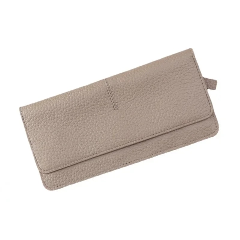 Genuine Leather Women's Long Wallet Multifunctional Cowhide Zipper Card Holder & Coin Purse