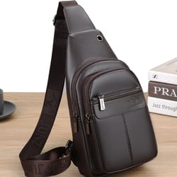luxury chest pack men crossbody bag pu leather sling bag for travel