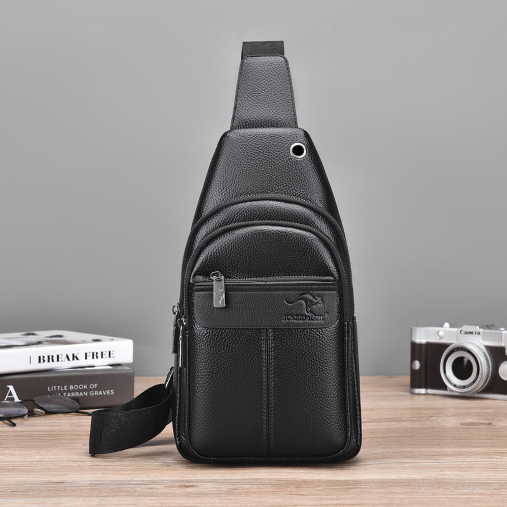 Luxury Chest Pack Men Crossbody Bag PU Leather Sling Bag For Travel 1