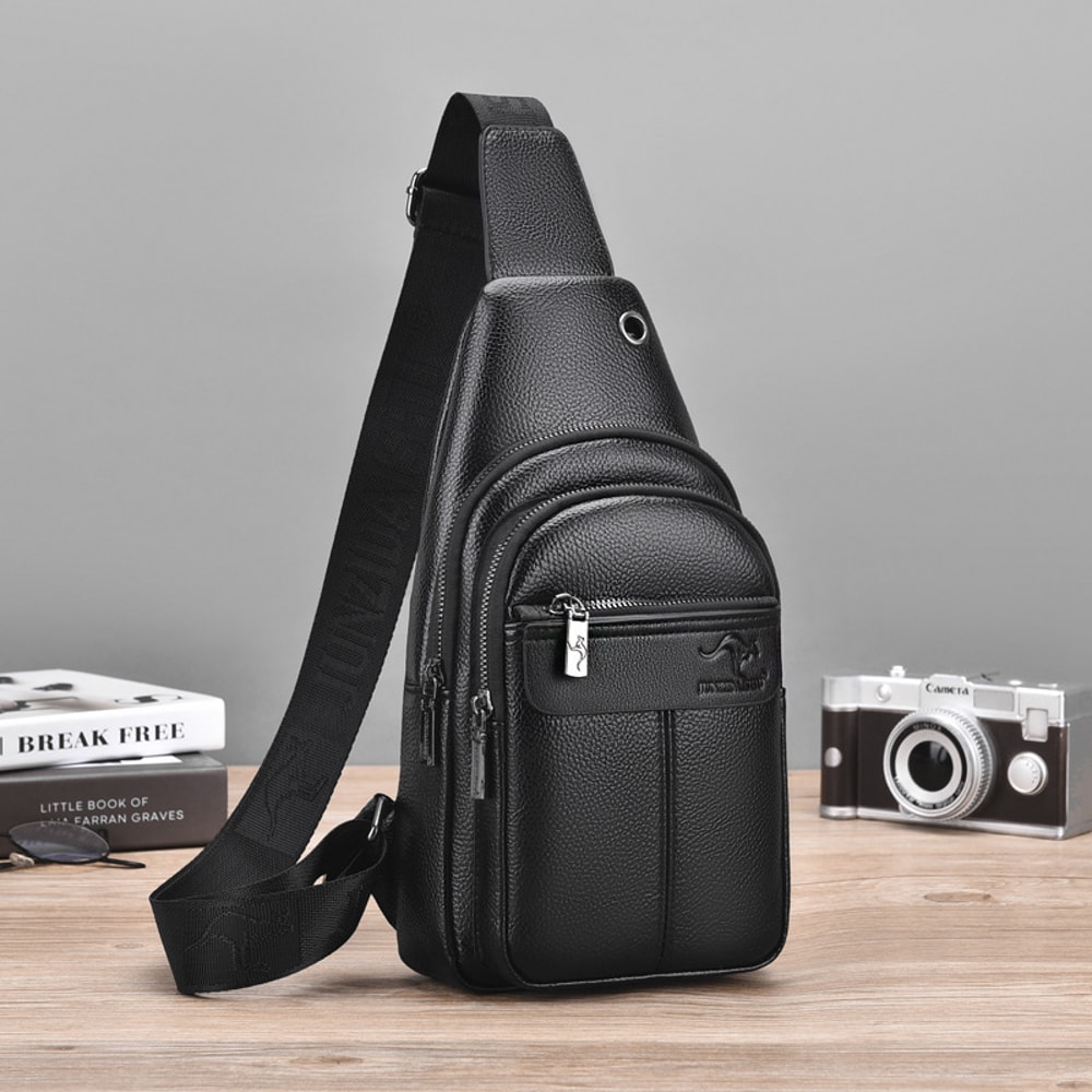 Luxury Chest Pack Men Crossbody Bag PU Leather Sling Bag For Travel 2