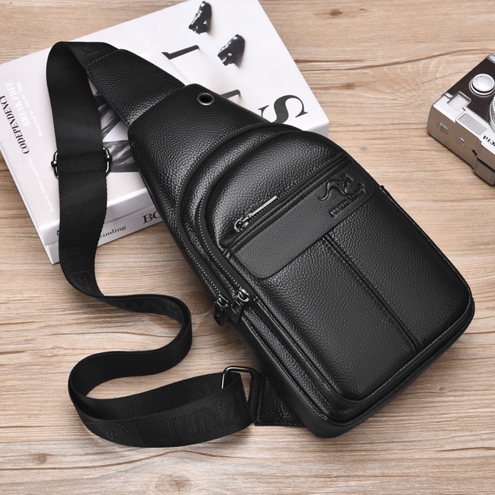 Luxury Chest Pack Men Crossbody Bag PU Leather Sling Bag For Travel 3