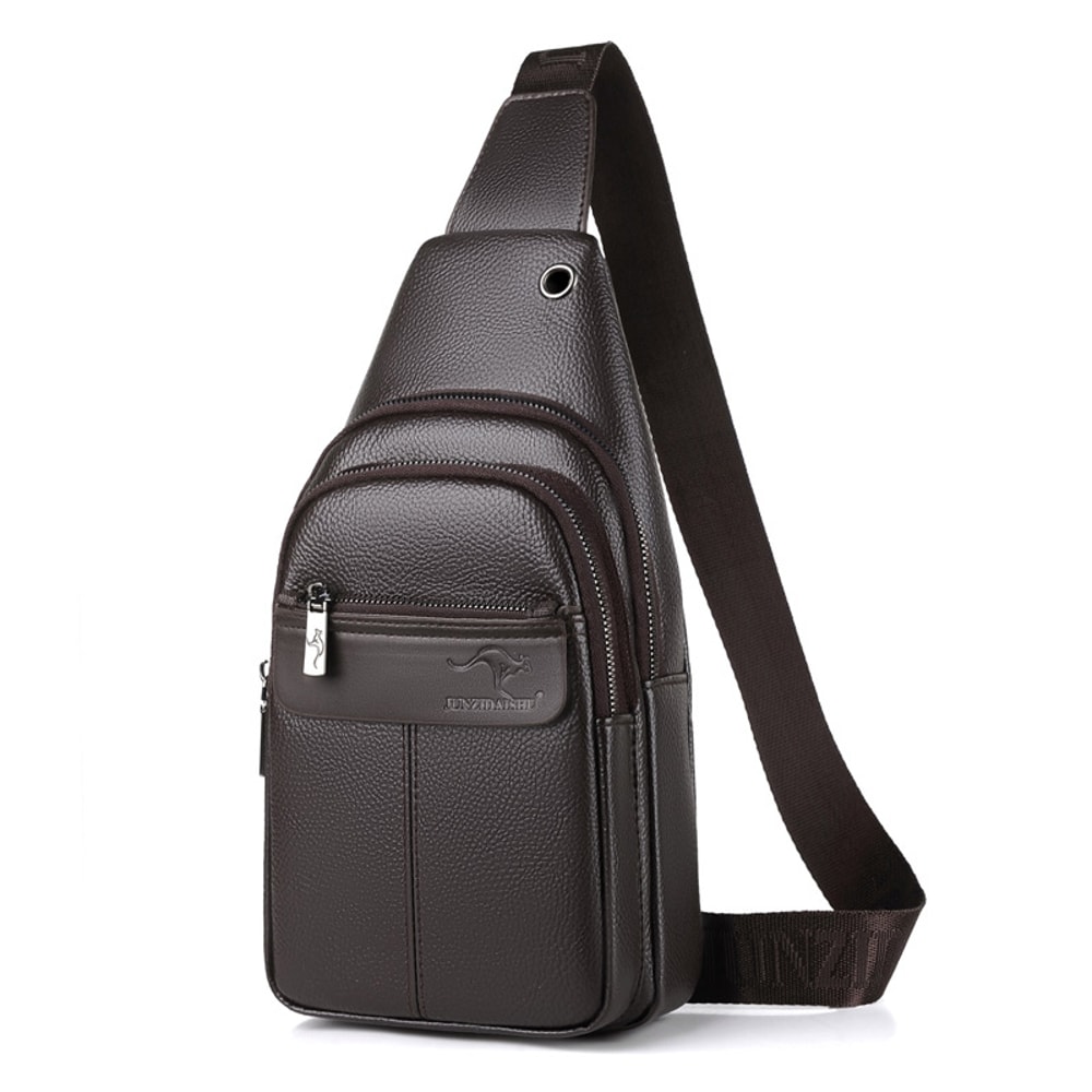 Luxury Chest Pack Men Crossbody Bag PU Leather Sling Bag For Travel 6