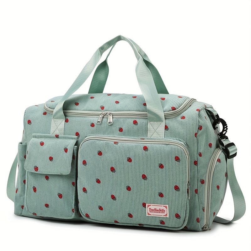 Large Capacity Casual Strawberry Print Duffel Bag with Multiple Compartments Ideal for Travel Gym and Everyday Use