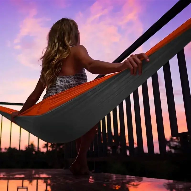 Portable Outdoor Camping Hammock Anti Rollover Double Hammock for Beach Backyard Hiking and Courtyard Adventures