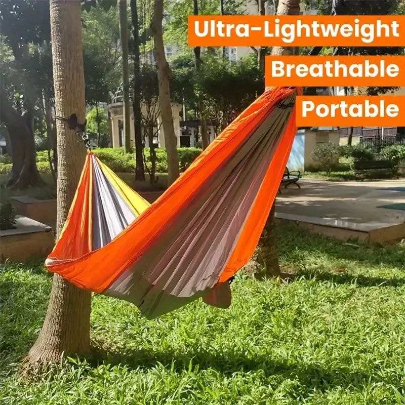 Portable Outdoor Camping Hammock Anti Rollover Double Hammock for Beach Backyard Hiking and Courtyard Adventures