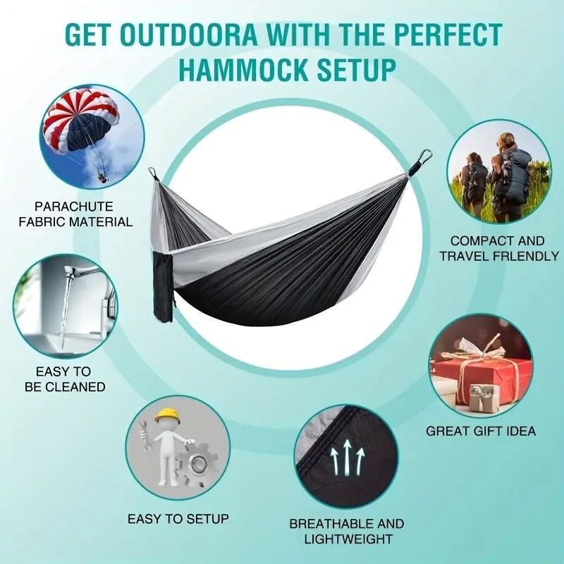 Portable Outdoor Camping Hammock Anti Rollover Double Hammock for Beach Backyard Hiking and Courtyard Adventures