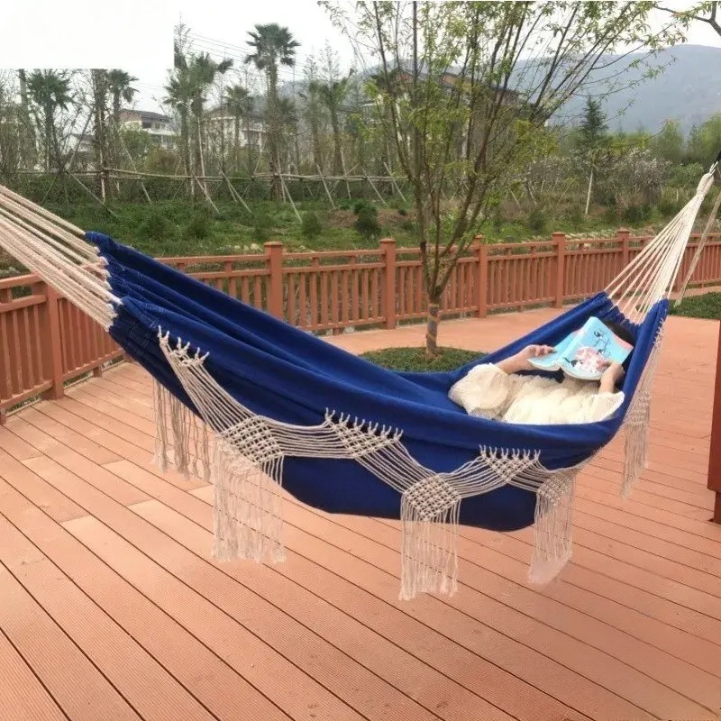 Outdoor Camping Tassel Swing Hammock Enlarged Double Bohemian Style Hammock For Beach And Leisure 5