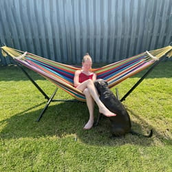 double hammock with steel stand premium backyard hammock with anti roll bars & carry bag