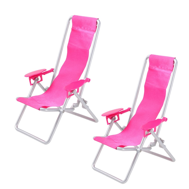 Miniature Folding Lounge Chair for Kids Coastal Outdoor Sunbath Model Prop