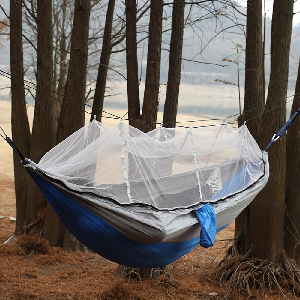 Double Hammock With Mosquito Net Anti Rollover Outdoor Hammock For Adults And Kids 1