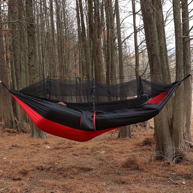 Double Hammock With Mosquito Net Anti Rollover Outdoor Hammock For Adults And Kids 0