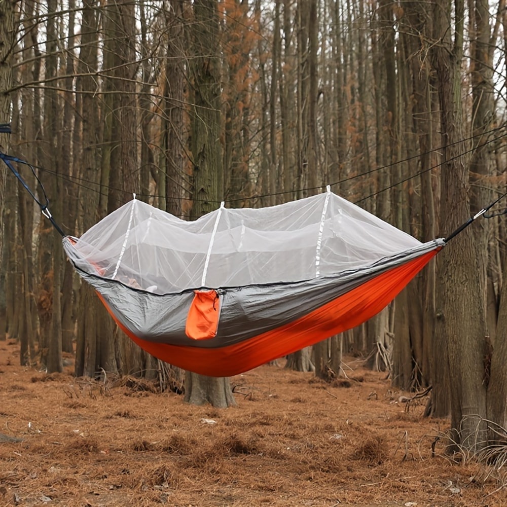 Double Hammock With Mosquito Net Anti Rollover Outdoor Hammock For Adults And Kids 4