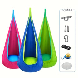 all in one hanging hammock chair with inflatable pillow heavy duty capacity storage pocket indoor outdoor hanging