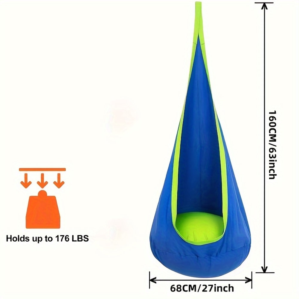 All In One Hanging Hammock Chair With Inflatable Pillow Heavy Duty Capacity Storage Pocket Indoor O 1
