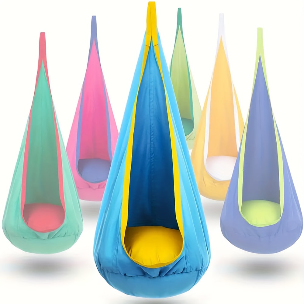 All In One Hanging Hammock Chair With Inflatable Pillow Heavy Duty Capacity Storage Pocket Indoor O 3