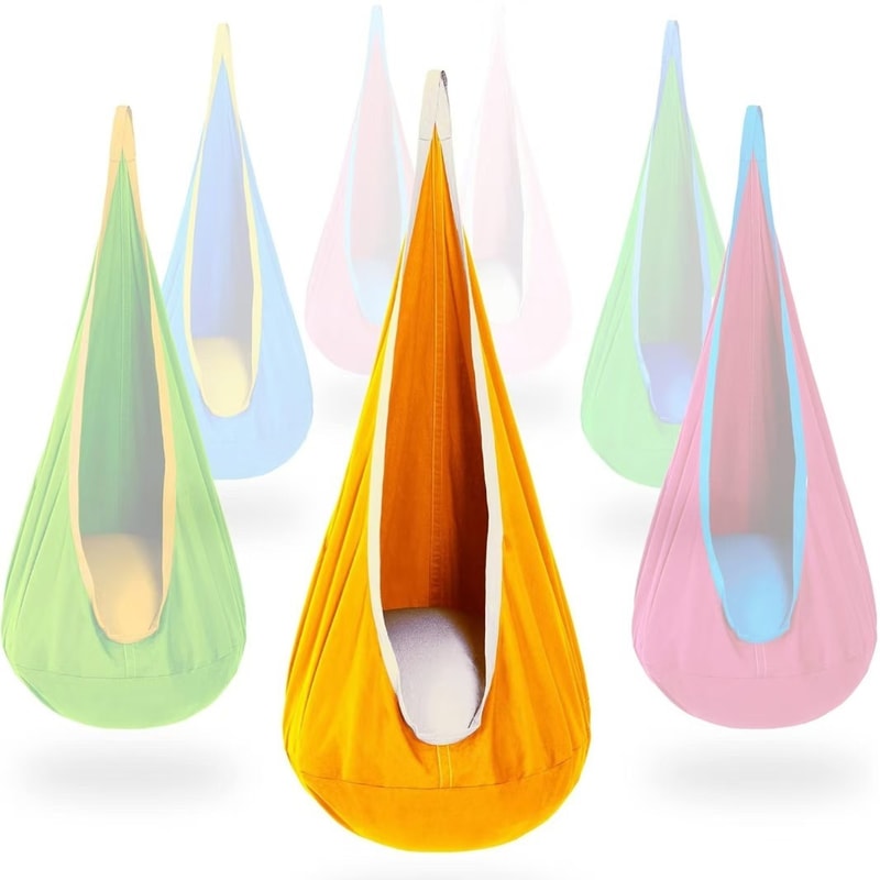 All In One Hanging Hammock Chair With Inflatable Pillow Heavy Duty Capacity Storage Pocket Indoor O 4