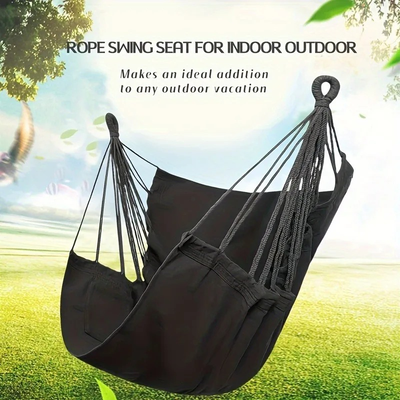 Outdoor Leisure Fabric Hammock Chair with Anti Rollover Design & Storage Bag for Dormitory Use