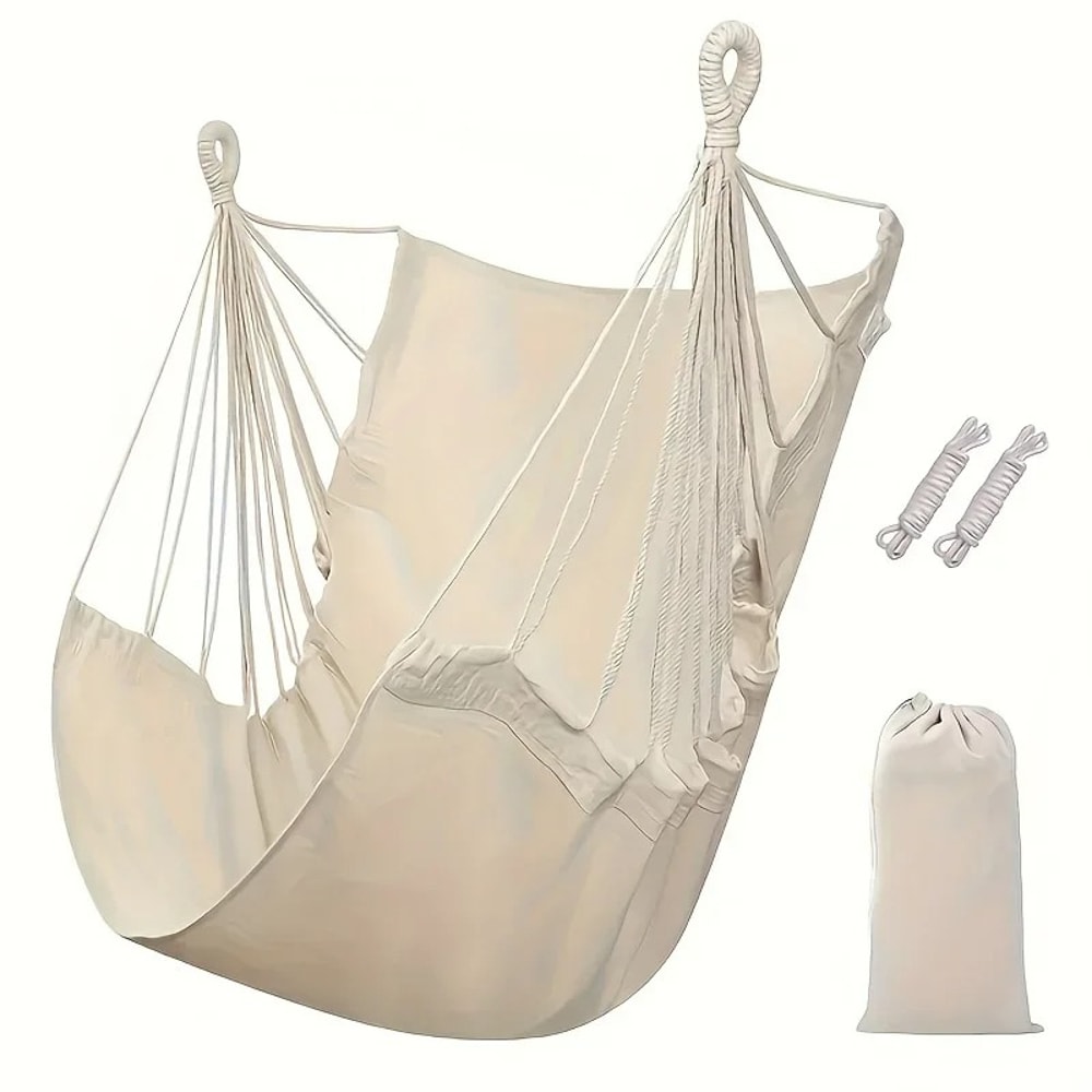 Outdoor Leisure Fabric Hammock Chair with Anti Rollover Design & Storage Bag for Dormitory Use