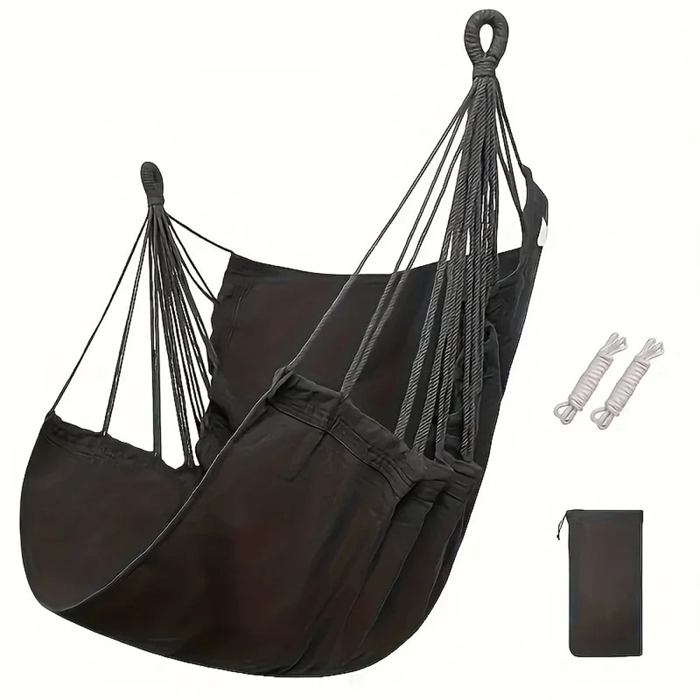 Outdoor Leisure Fabric Hammock Chair with Anti Rollover Design & Storage Bag for Dormitory Use