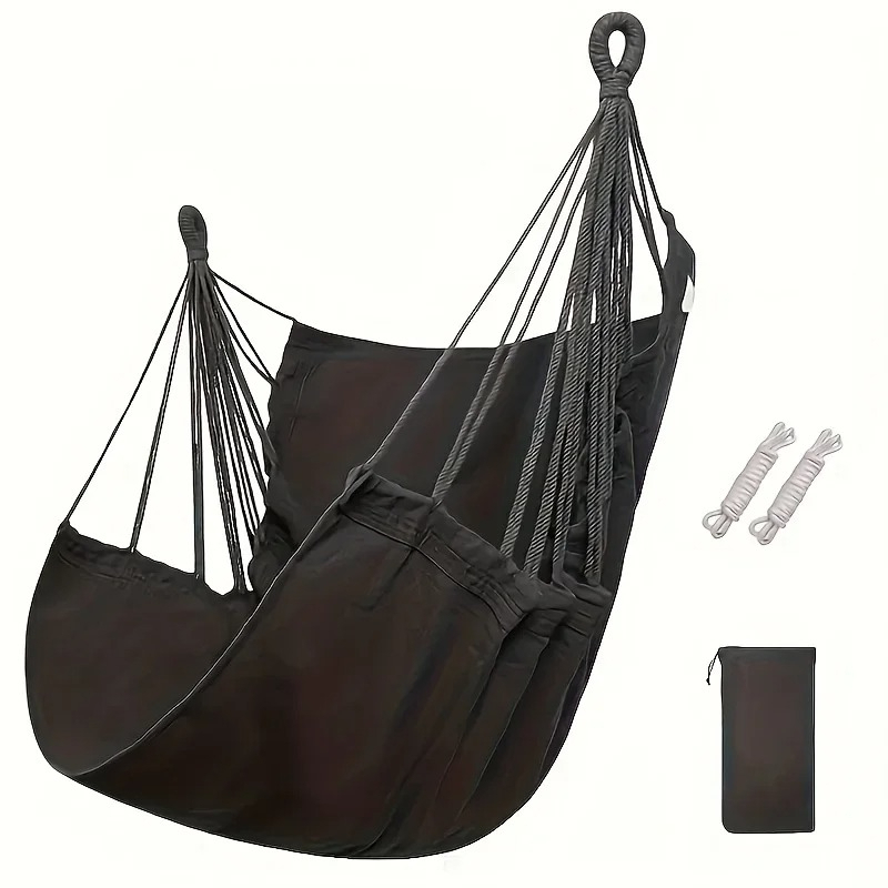 Outdoor Leisure Fabric Hammock Chair with Anti Rollover Design & Storage Bag for Dormitory Use