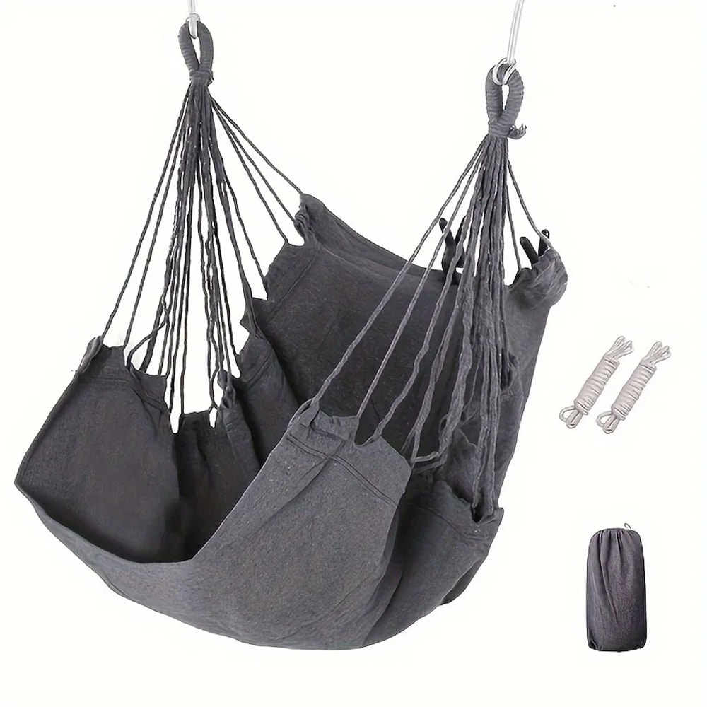 Outdoor Leisure Fabric Hammock Chair with Anti Rollover Design & Storage Bag for Dormitory Use