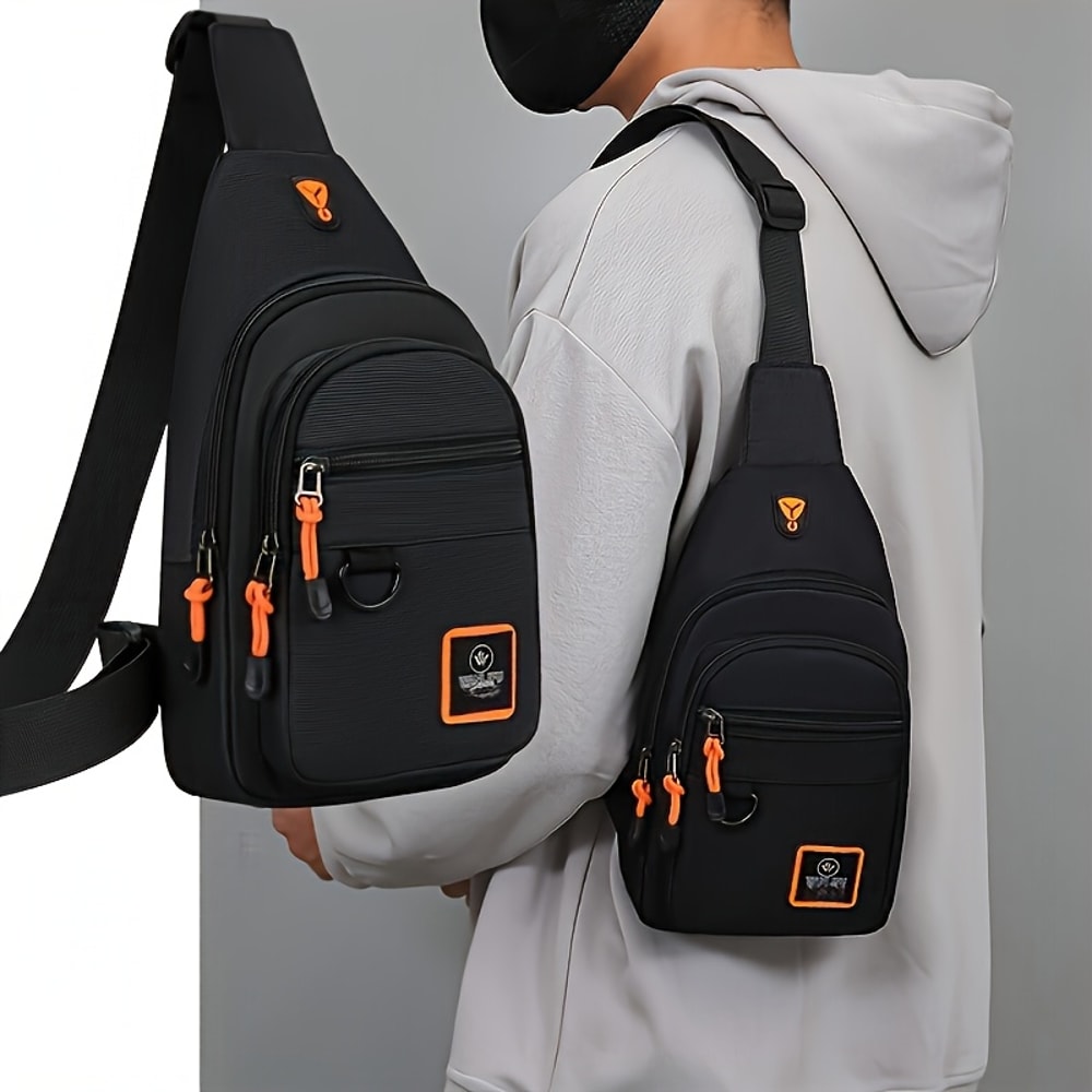Mens Casual Crossbody Sling Bag for Running Cycling Travel & Sports Small Nylon Shoulder Pouch with Phone Holder