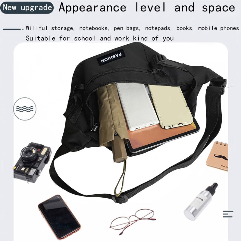 Unisex Waist Bag for Travel & Photography Single Layer Zipper Pouch for Students