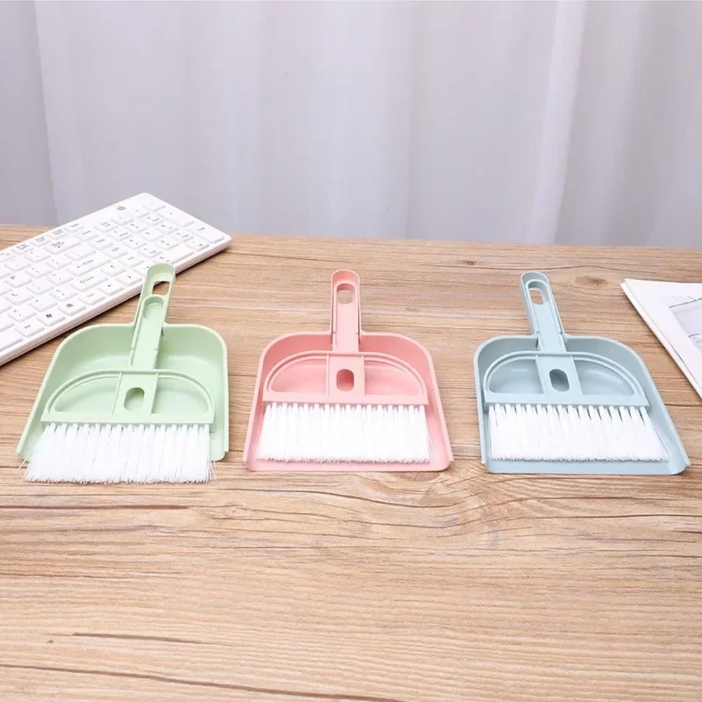 Mini Desktop Sweep Cleaning Brush Set Keyboard & Pet Dustpan Broom for Home Office and Pet Care