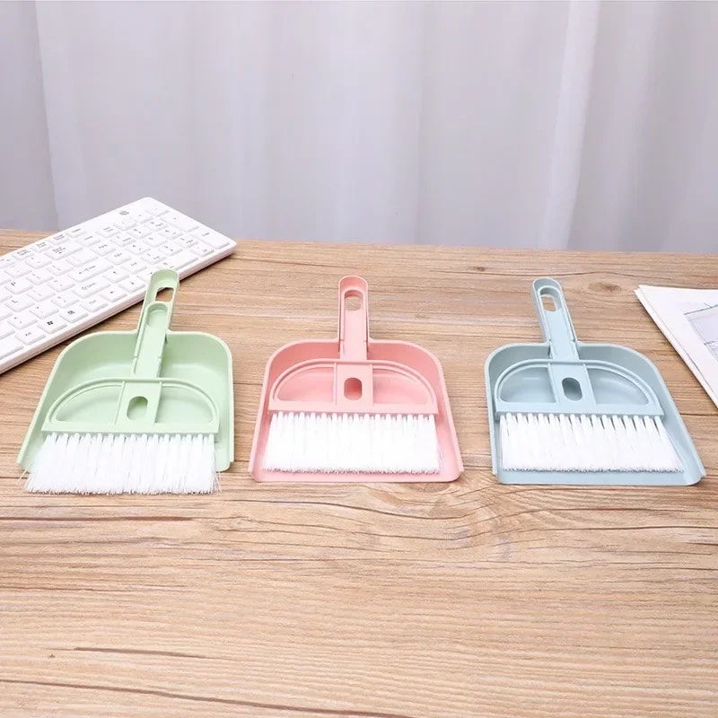 Mini Desktop Sweep Cleaning Brush Set Keyboard & Pet Dustpan Broom for Home Office and Pet Care