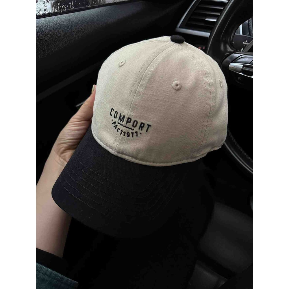 American Retro Color Block Baseball Cap With Letter Embroidery Unisex Sun Protection Hat 3