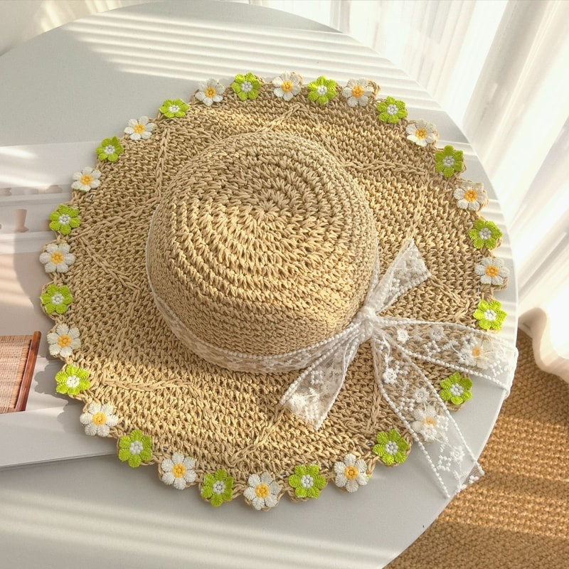 Small Daisy Straw Sun Hat For Summer Beach Outdoor Protection 4