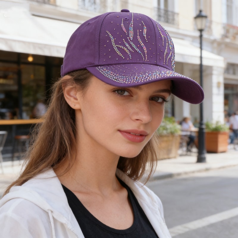 Luxurious Rhinestone Baseball Cap Stylish Bling Sun Hat With Adjustable Sunshade For Breathable Sum 0